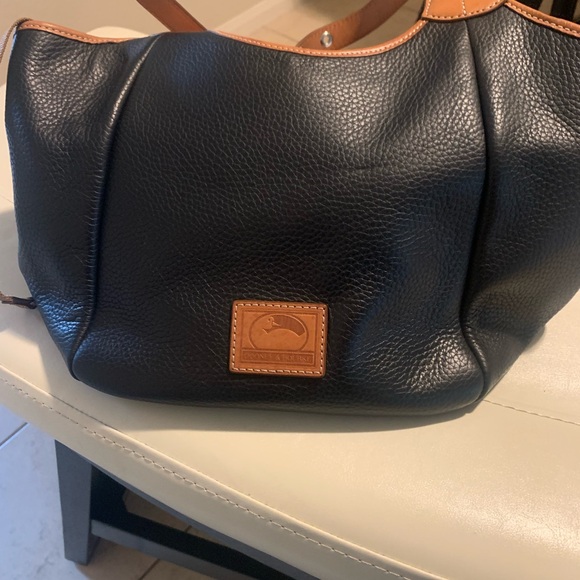 Dooney & Bourke Handbags - Dooney & Bourke Black and Tan Leather Shoulder Bag